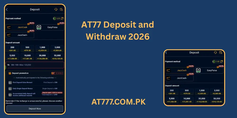 AT77 Game Deposit And Withdraw
