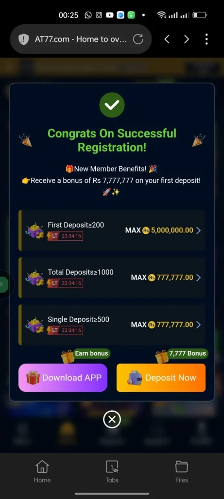 AT77 Game Welcome Bonus